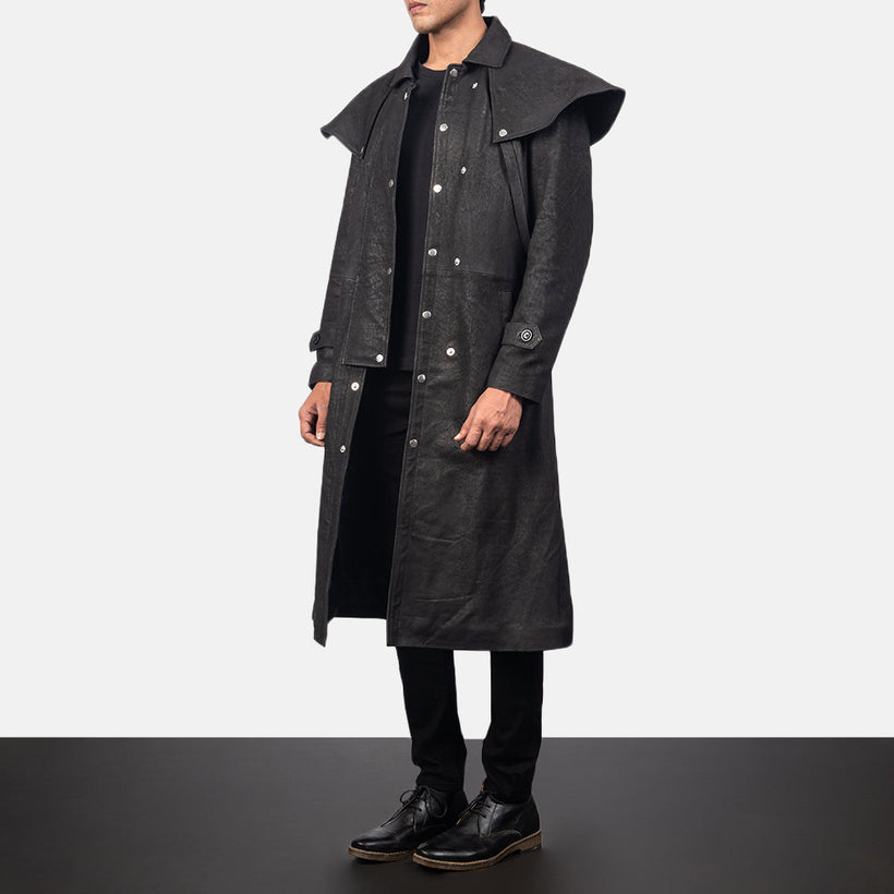 Maverick Negro Leather Duster para Hombre