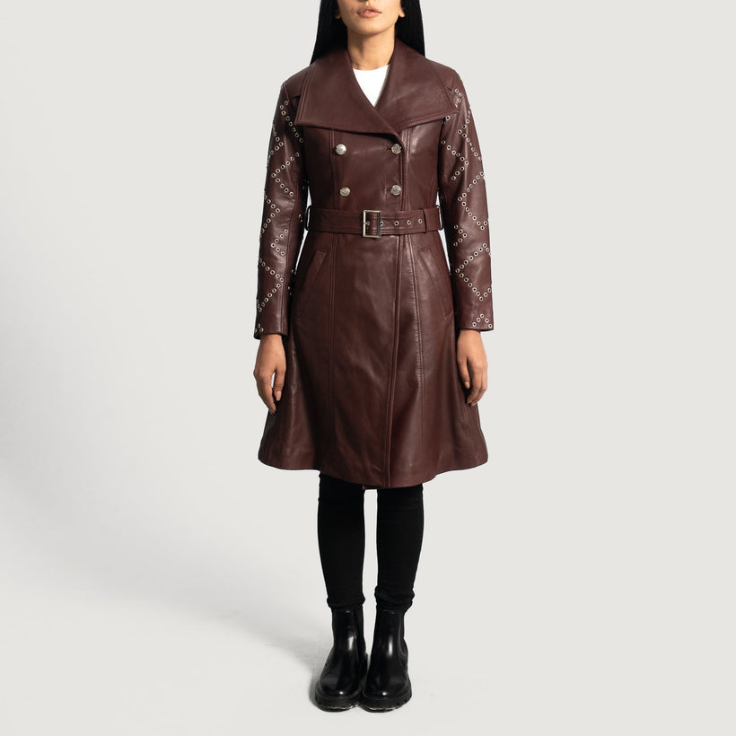 Missoni Granate Trench de Cuero para Mujer