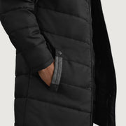 
Vista de detalle of Classic Collar & Zipper With Snap Button Placket Hardware on Moore Negro Hooded Parka para Hombre