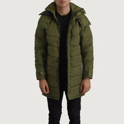 
Moore Verde Hooded Parka para Hombre in Green Full-Grain Leather - Vista frontal y silueta entallada | Comprar online