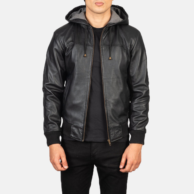Nintenzo Cazadora Bomber de Cuero para Hombre