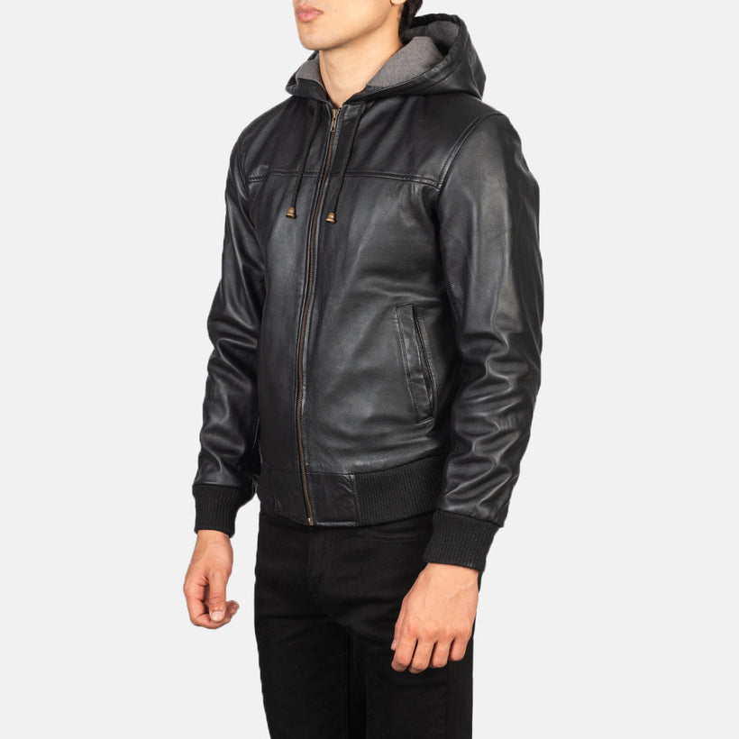 Nintenzo Cazadora Bomber de Cuero para Hombre