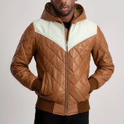 
Norman Chaqueta de Cuero Tostado Puffer Chaqueta de Cuero para Hombre – alternate product view 4