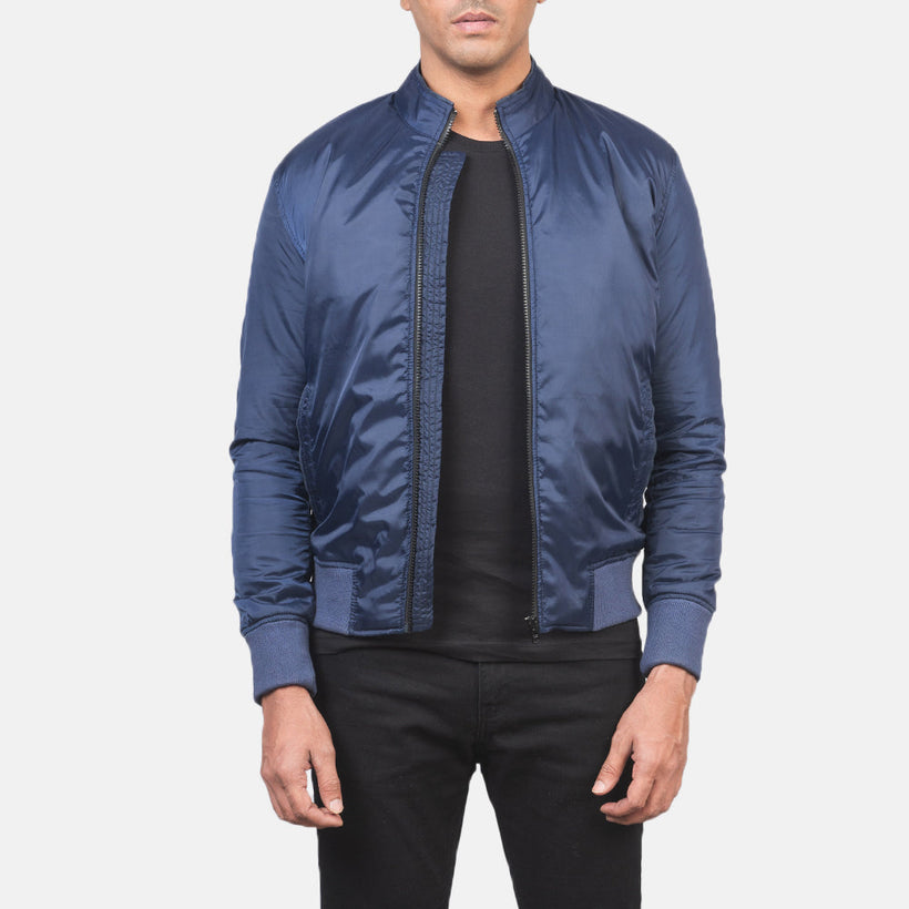 Ramon Azul Cazadora Bomber de Cuero para Hombre