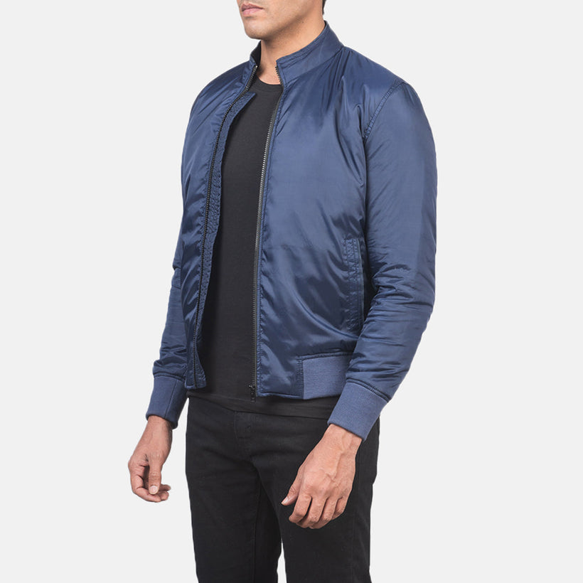 Ramon Azul Cazadora Bomber de Cuero para Hombre