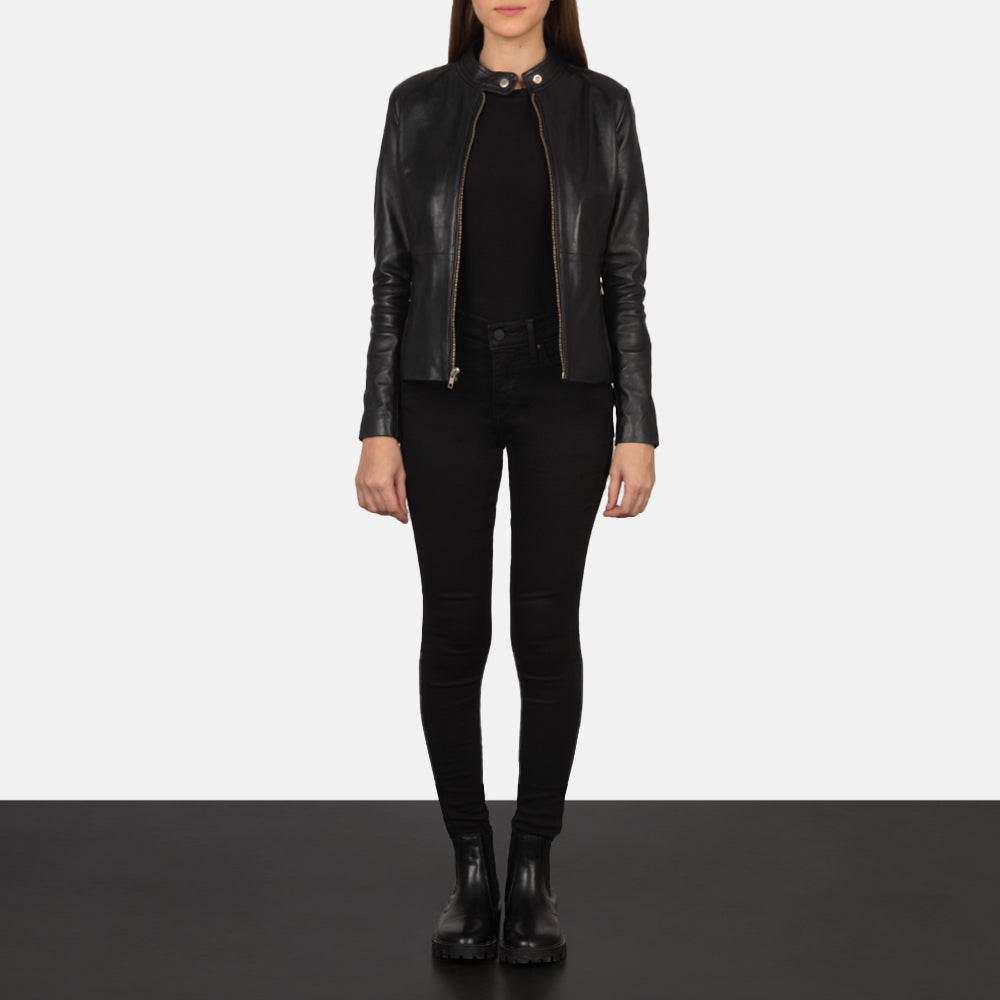 Rave Marrón Chaqueta Biker de Cuero para Mujer – Vista alternativa del producto 4