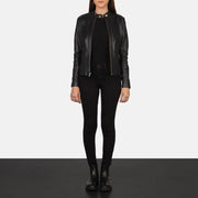 Rave Marrón Chaqueta Biker de Cuero para Mujer – Vista alternativa del producto 4