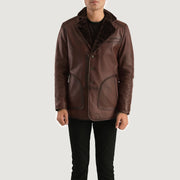 
Rocky Marrón Fur Abrigo de Cuero para Hombre in Distressed Brown Sheepskin Burnishing - Vista frontal y silueta entallada | Comprar online