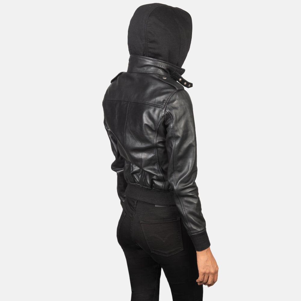 
Roslyn Hooded Chaqueta Bomber de Cuero para Mujer – alternate product view 5