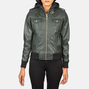 
Roslyn Hooded Chaqueta Bomber de Cuero para Mujer – alternate product view 4