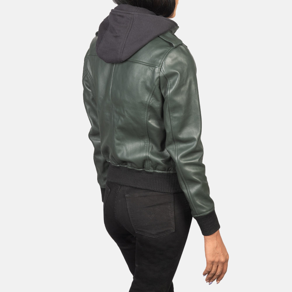 
Roslyn Hooded Chaqueta Bomber de Cuero para Mujer – alternate product view 5