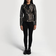 Rumy Granate Chaqueta Biker de Cuero para Mujer – Vista alternativa del producto 3