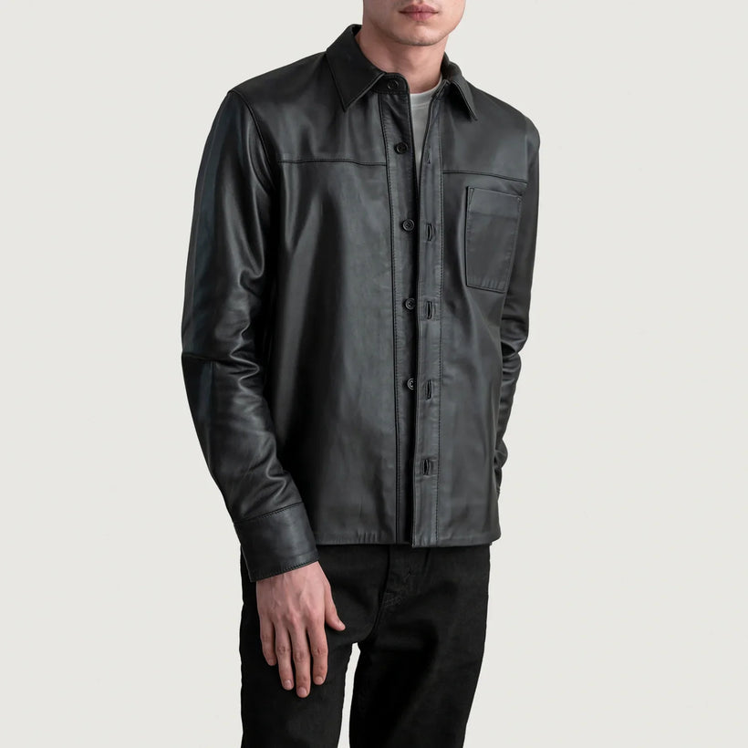 Scout Negro Leather Shirt para Hombre