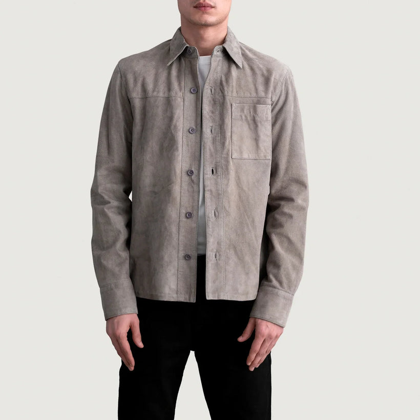 Scout Gris Suede Leather Shirt para Hombre