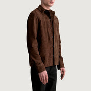 
Brown Goatskin suede Jacket - Vista posterior con hombros definidos y bajo impecable