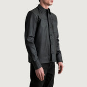 
Tumbled Black Sheepskin leather Jacket - Vista posterior con hombros definidos y bajo impecable