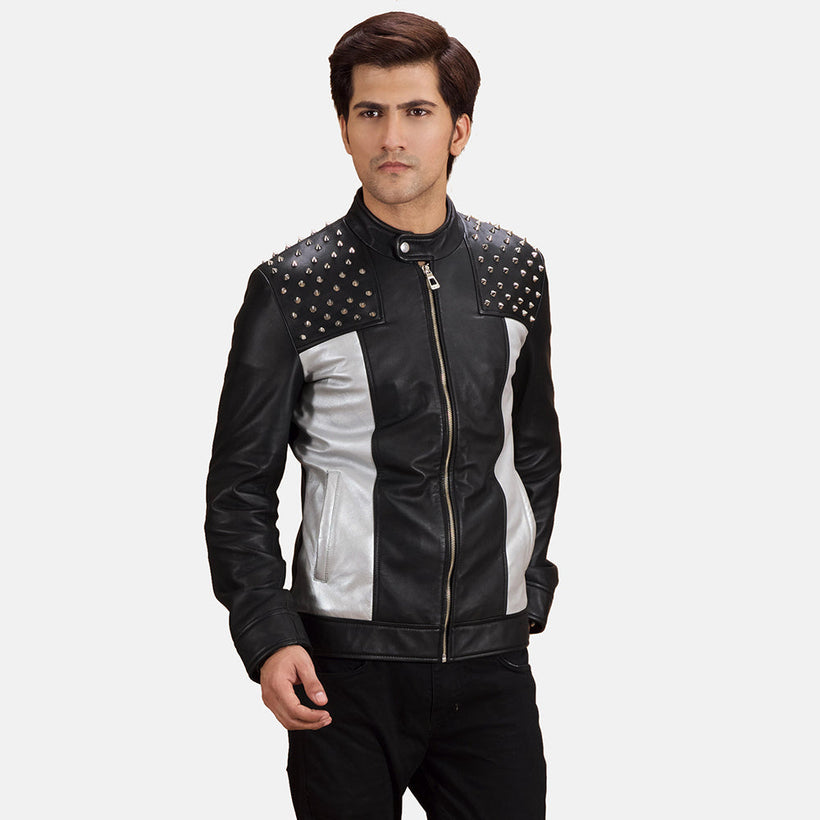 Shapron con Tachuelas Chaqueta Biker de Cuero para Hombre