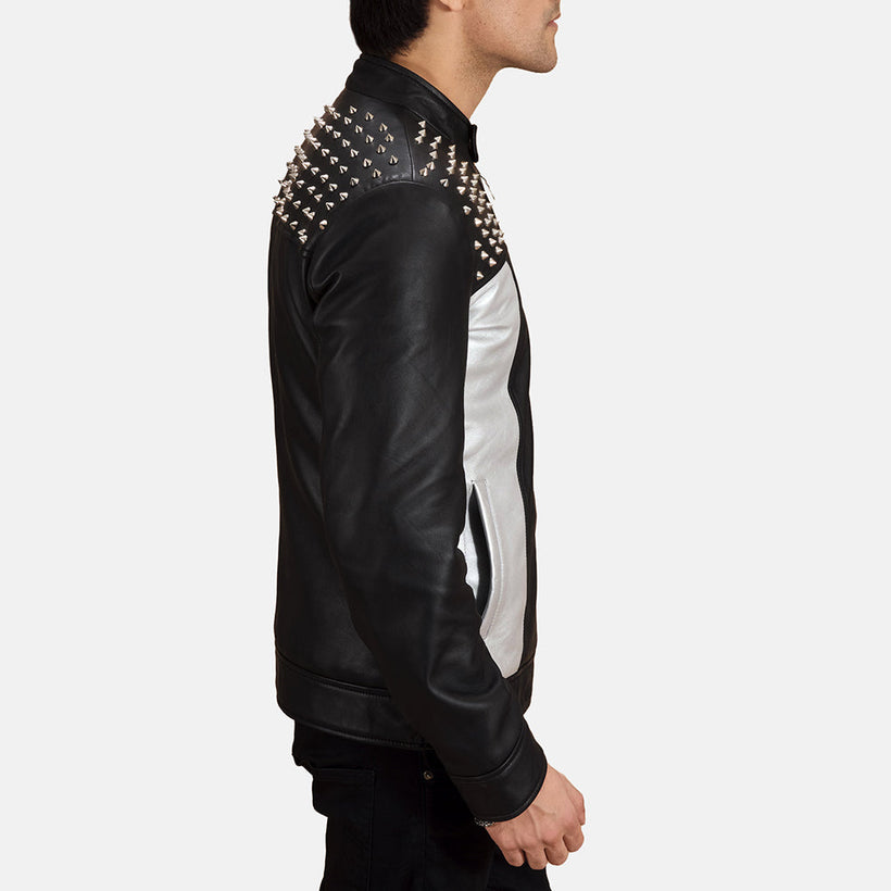 Shapron con Tachuelas Chaqueta Biker de Cuero para Hombre