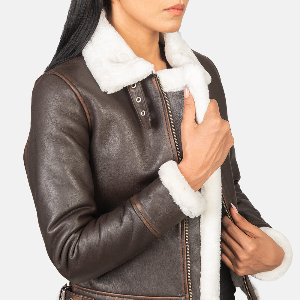 
Sherilyn B-3 Negro Chaqueta Bomber de Cuero para Mujer – alternate product view 6