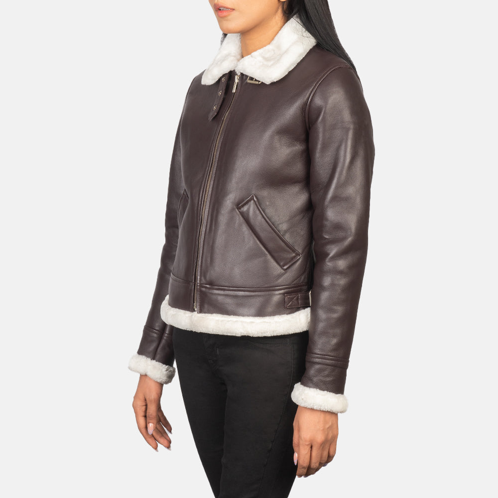 
Sherilyn B-3 Negro Chaqueta Bomber de Cuero para Mujer – alternate product view 2