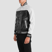 Terrance Negro Varsity Chaqueta de Cuero para Hombre – Vista alternativa del producto 2