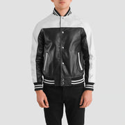 Terrance Negro Varsity Chaqueta de Cuero para Hombre – Vista alternativa del producto 4