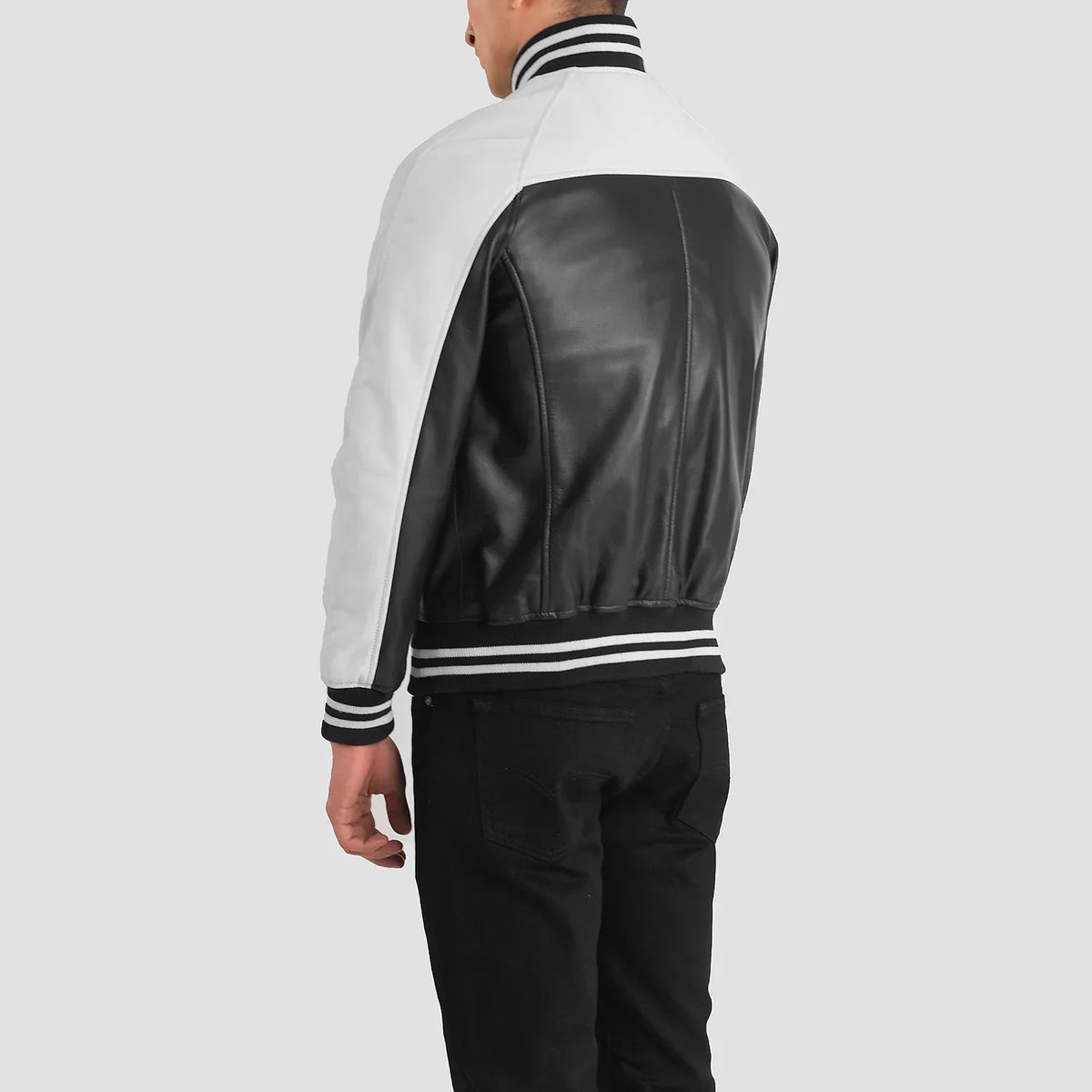 Terrance Negro Varsity Chaqueta de Cuero para Hombre – Vista alternativa del producto 5