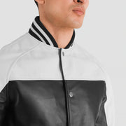 Terrance Negro Varsity Chaqueta de Cuero para Hombre – Vista alternativa del producto 6