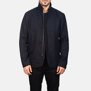 Men's Thomas Negro Wool Chaqueta de Cuero para Hombre in Black Synthetic Wool - Vista frontal y silueta a medida | Comprar online
