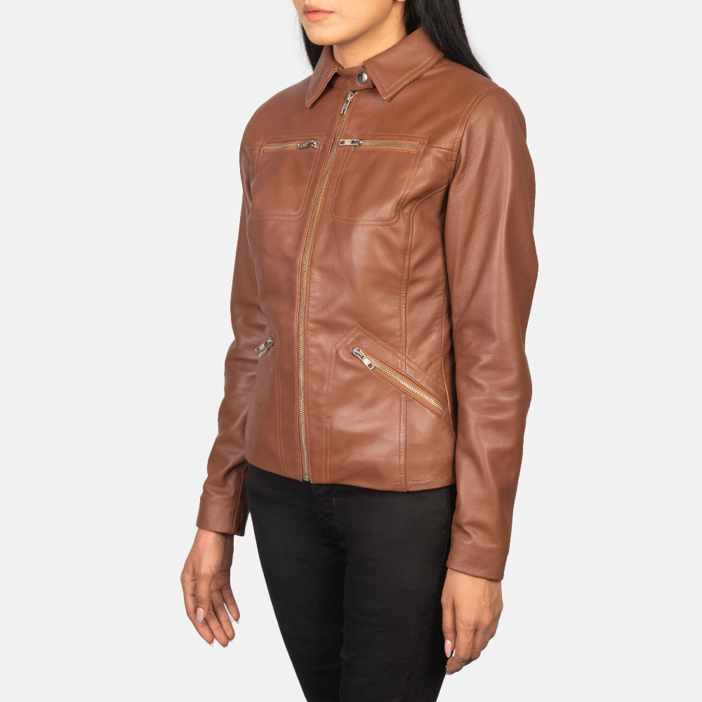 Tomachi Rojo Chaqueta de Cuero para Mujer – Vista alternativa del producto 2