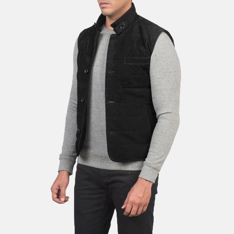 Tony Negro Suede Vest para Hombre