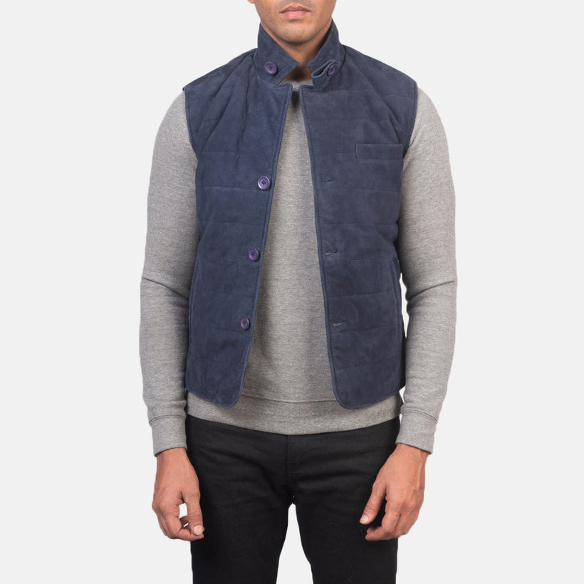 Tony Azul Suede Vest para Hombre