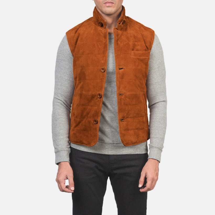 Tony Marrón Suede Vest para Hombre