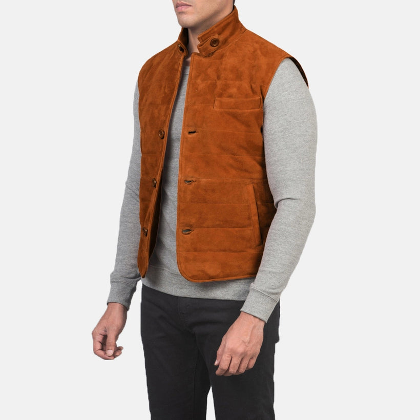 Tony Marrón Suede Vest para Hombre