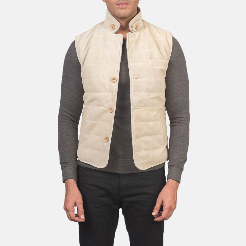 Tony Off-Blanco Suede Vest para Hombre