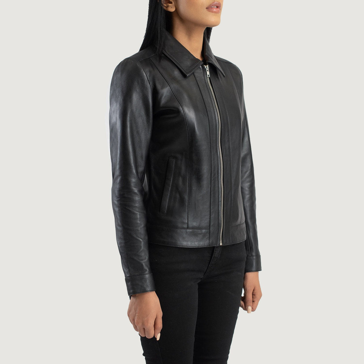 Vixen Classic Collar Chaqueta de Cuero para Mujer – Vista alternativa del producto 2