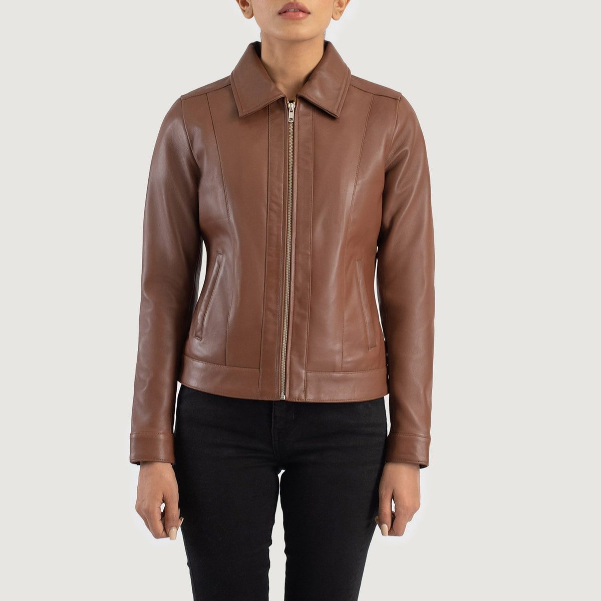 Vixen Classic Collar Chaqueta de Cuero para Mujer – Vista alternativa del producto 4