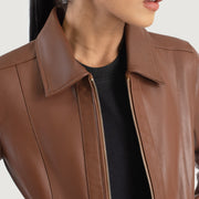 Vixen Classic Collar Chaqueta de Cuero para Mujer – Vista alternativa del producto 6