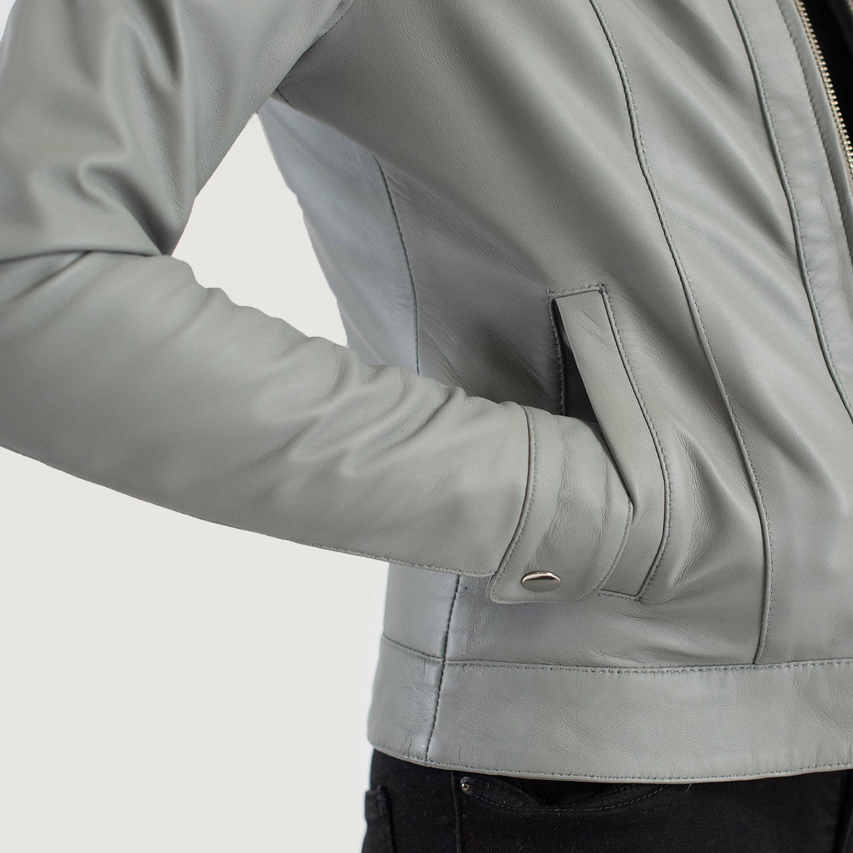 Vixen Classic Collar Chaqueta de Cuero para Mujer – Vista alternativa del producto 6